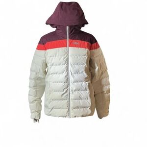 Helly Hansen Womens Insulated Hooded Ski Snowboard Jacket Burgundy Coral Cream